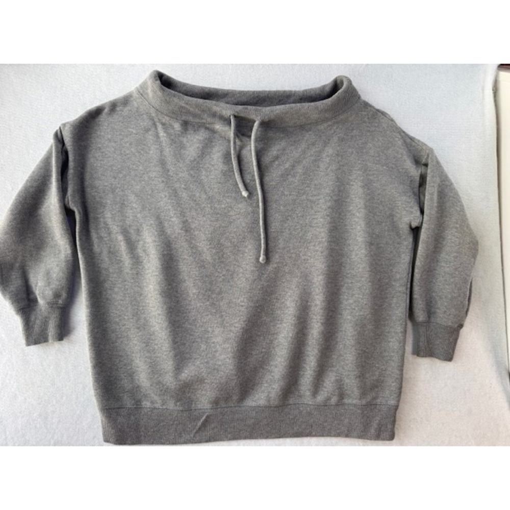 Aerie Wide Scoop Neck Drawstring Grey Oversized Sweatshirt MED Athleisure Comfy